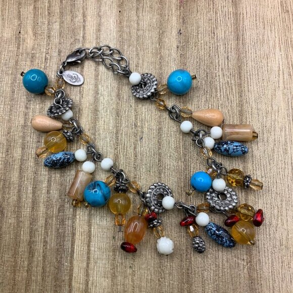 Premier Designs Vintage Multi Colors Beaded Silver Tone Bracelet - Picture 6 of 7